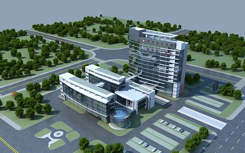 modern hospital building 3d model