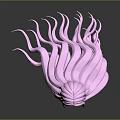 Game Movie Character Head Model Featuring Pink Long Curly Hair on Dark Reflective Background