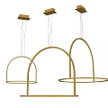 Elegant Modern Gold Ring Arch Pendant Lights With Illuminated Stylish Design