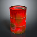 Rusty Red Metal Barrel with Peeling Paint Horizontal Hoops and Dark Background for Household Use