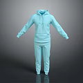 Light Blue Hoodie With Drawstring And Matching Pants Comfortable Casual Sportswear Set