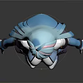 Game and Movie Character With Blue Hair Blue White Form Fitting Suit Orange Black Accents