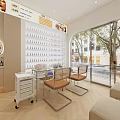 Modern Beauty Salon Interior With Light Sofas Glass Tables Color Palettes And Product Shelves