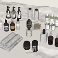 Minimalist Modern Daily Washing Essentials With Bottles Towels Soap And Marble Tray