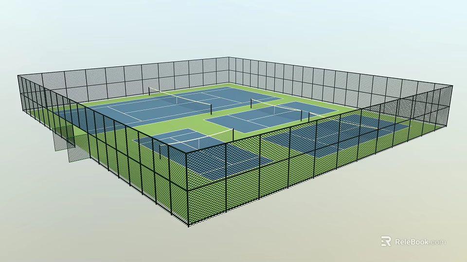 Enclosed Multiple Tennis Courts Sports Facility for Fitness and Recreational Activities 3d model 