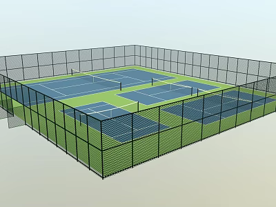 Enclosed Multiple Tennis Courts Sports Facility for Fitness and Recreational Activities 3d model