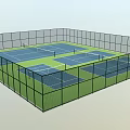 Enclosed Multiple Tennis Courts Sports Facility for Fitness and Recreational Activities
