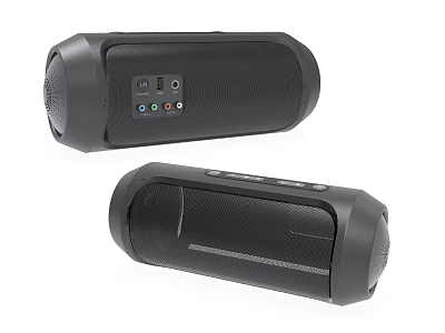 Wireless Portable Bluetooth Speakers With Modern Black Design Control Buttons And Stereo Sound 3d model