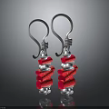 Chic Fashion Earrings Featuring Silver Hooks Twisted Red Decoration and Silver Beads