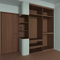 Modern White Wardrobe With Open Shelves Drawers And Wooden Door Interior Design