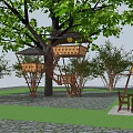 Modern Tree House Landscape Tree House Cabin Forest View Bookstore Architecture Outdoor Architecture 3d model