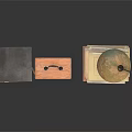 Household Storage Items Including Stacked Black Brown Wooden Boxes And Globe