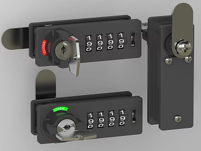 Secure Black Digital Combination Door Handle With Number Keypad And Lock Mechanism 3d model