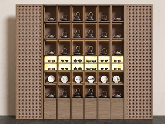 Tea set tea display cabinet 3d model