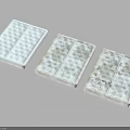 Three Different Textured Furniture Panels Featuring White Gray Veined And Red Accent Patterns