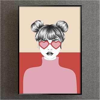 Modern Figure Painting Simple Red Commercial Space Character Decorative Painting 3d model