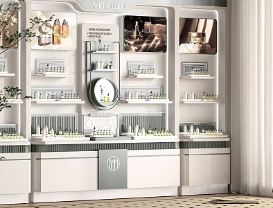 Modern Cosmetics Display Cabinet Skin Care Products Display Stand Display Desk Trade Show Counter Container 3d model