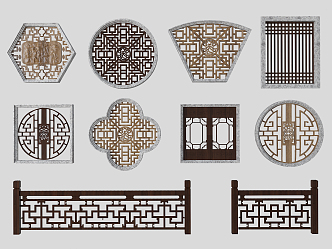 Chinese cut-out window grille 3d model