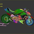 Modern Sport Green Yellow Motorcycle With Red Accents Black Seat Visible Engine And Sleek Design