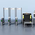 Public Facility Security Checkpoint With Metal Detector Gates And Baggage Scanner 3d model