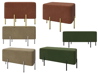 Various Colored Upholstered Benches With Metal Legs In Modern Design 3d model