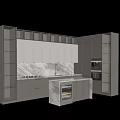 Modern Kitchen Interior Design With Gray Cabinets Marble Countertop And Central Island