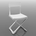 White Folding Single Chair With Slatted Backrest And Cross Leg Frame