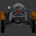 Blue Vintage Classic Race Car With Orange Wheels Open Top XX And Number 4 Design