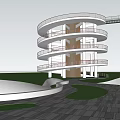 Modern Spiral Tower With Multi Level Open Observation Decks And Connecting Bridge 3d model