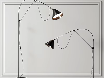 Modern Arched Black Floor Lamp With Curved Design For Living Room Interior 3d model