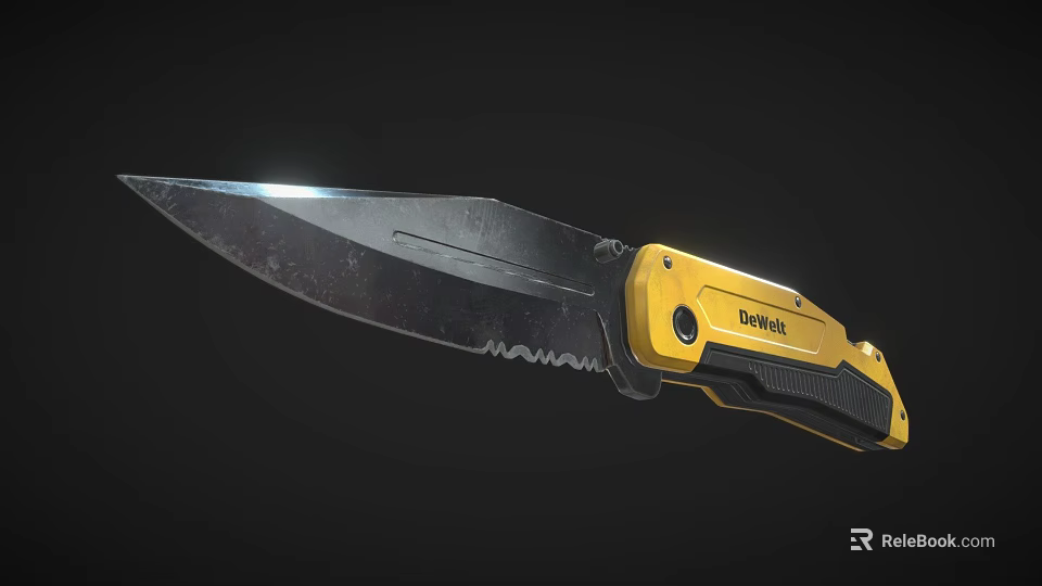 DEWALT Folding Utility Knife With Black Blade Yellow Handle And Durable Construction Design 3d model 