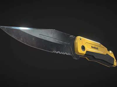 DEWALT Folding Utility Knife With Black Blade Yellow Handle And Durable Construction Design 3d model