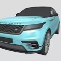 Light Blue SUV Featuring Black Roof Silver Wheels And Front Grille Design 3d model