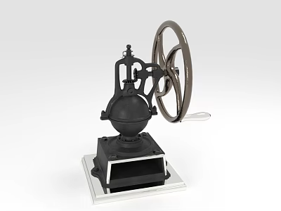 Vintage Manual Kitchen Appliance With Black Metal Wheel And Base Stand 3d model