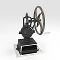 Vintage Manual Kitchen Appliance With Black Metal Wheel And Base Stand