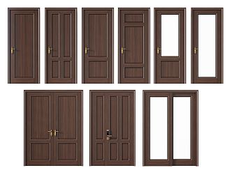 New Chinese style swing door single door security door glass single door kitchen door double door 3d model