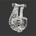Detailed White Sci Fi Spaceship Model With Red Stripes Cockpit And Engines