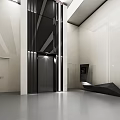 Car Showroom Reception Desk With Modern Interior And Black Luxury Car
