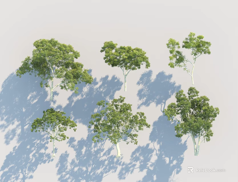 Green Leafy Arbor Collection With Various Forms And Natural Shadows 3d model