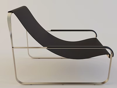 Modern Lounge Chair With Black Fabric Seat And Stainless Steel Frame 3d model