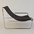 Modern Lounge Chair With Black Fabric Seat And Stainless Steel Frame