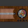 Vintage Wooden Radio Speaker with Circular Decorative Dial and Control Knobs