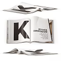 Open fashion magazine pages featuring clothing displays and home decor elements