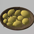 Ceramic Bowl Filled With Fresh Lemons And Herb Sticks