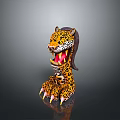 Colorful Leopard Figure With Open Mouth Mane And Sharp Claws On Gray Background