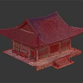 Traditional Chinese Architecture With Blue Tiled Roof Red Wooden Columns Classic Eaves And Steps