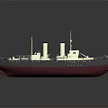 3D Rendered Classic Steamship Featuring Double Funnels And Detailed Hull