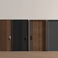 Various Security Doors With Wooden Textured Black And Gray Panel Designs 3d model