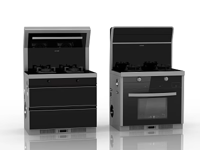 Modern Integrated Stove Kitchen Appliances With Cooktop Range Hood And Oven 3d model
