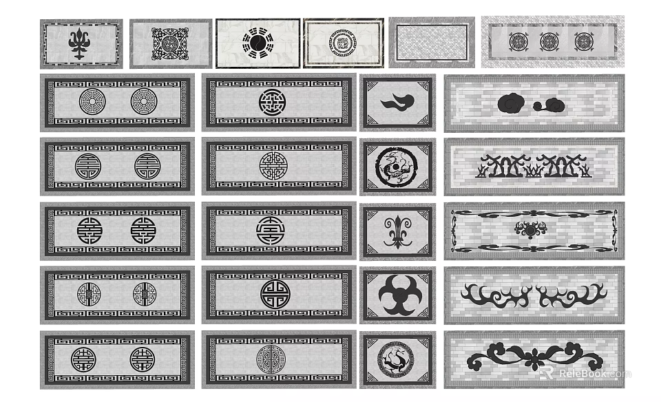 Traditional Patterned Garden Decorative Panels With Various Ornate Motifs And Designs 3d model 